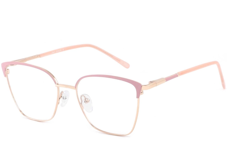 Rectangular Pink Metal Glasses #BS2425-0463