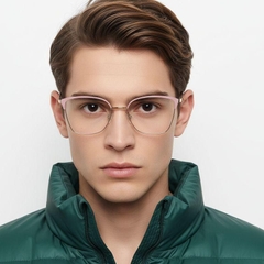 Rectangular Pink Metal Glasses #BS2425-0463