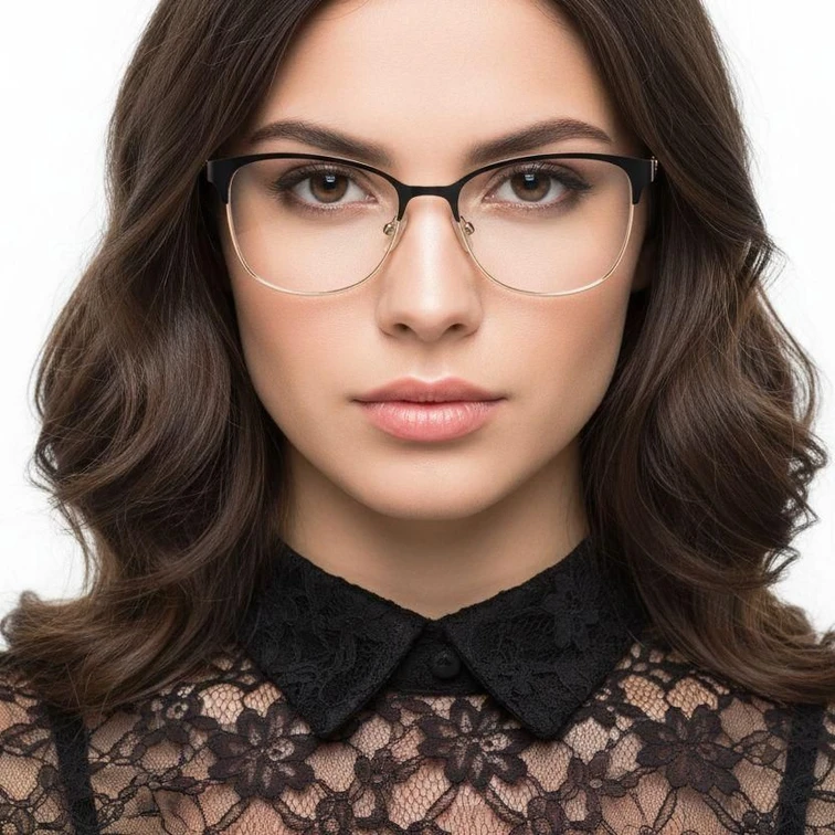 Gafas rectangulares de metal negro #BS2425-0469