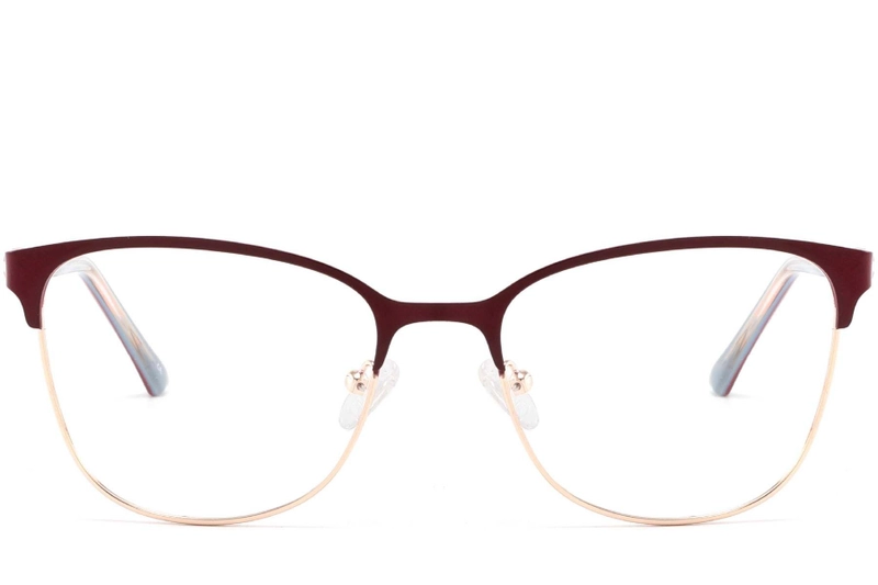 Rectangular Red Metal Glasses #BS2425-0471