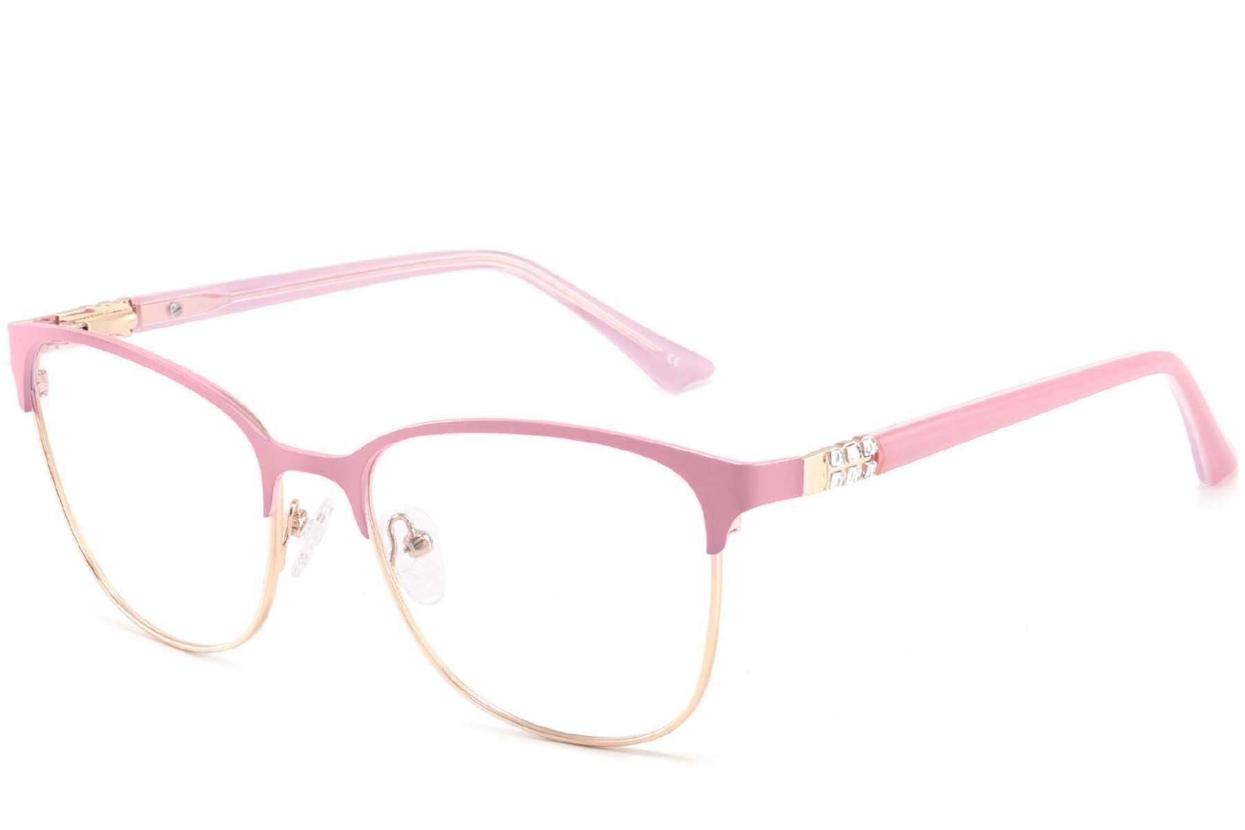 Rectangular Pink Metal Glasses #BS2425-0472