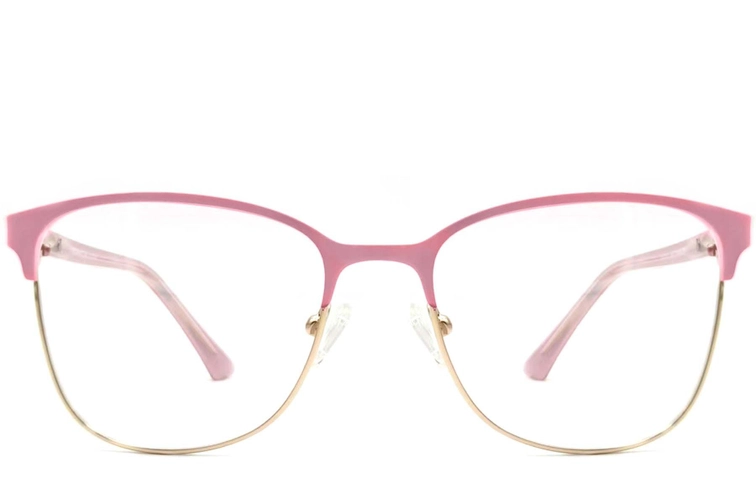 Rectangular Pink Metal Glasses #BS2425-0472