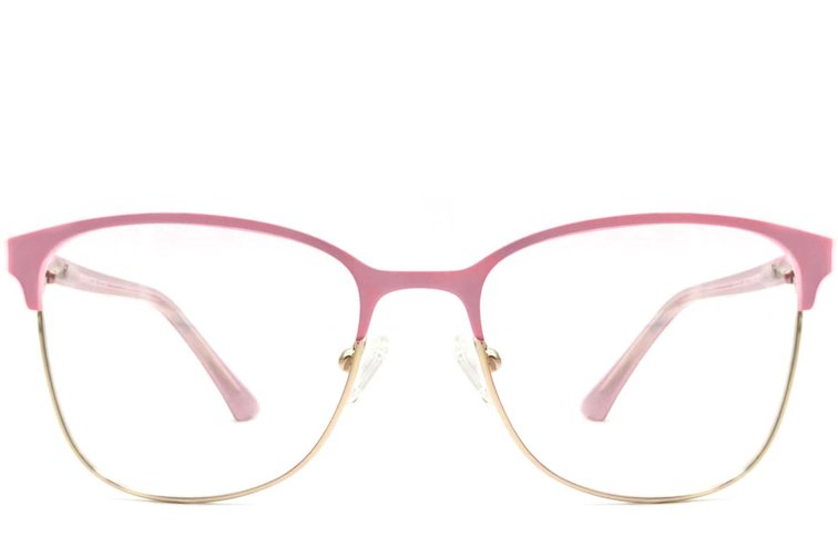 Rechthoekige roze metalen bril #BS2425-0472