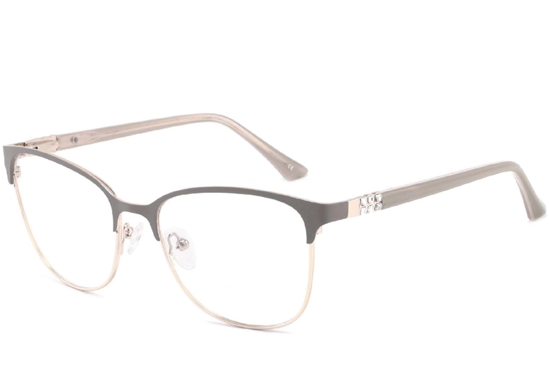 Rectangular Grey Metal Glasses #BS2425-0474