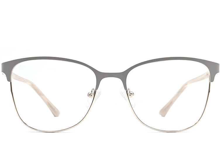 Rectangular Grey Metal Glasses #BS2425-0474