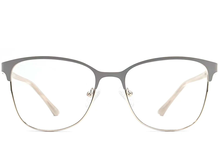Occhiali rettangolari in metallo grigio #BS2425-0474
