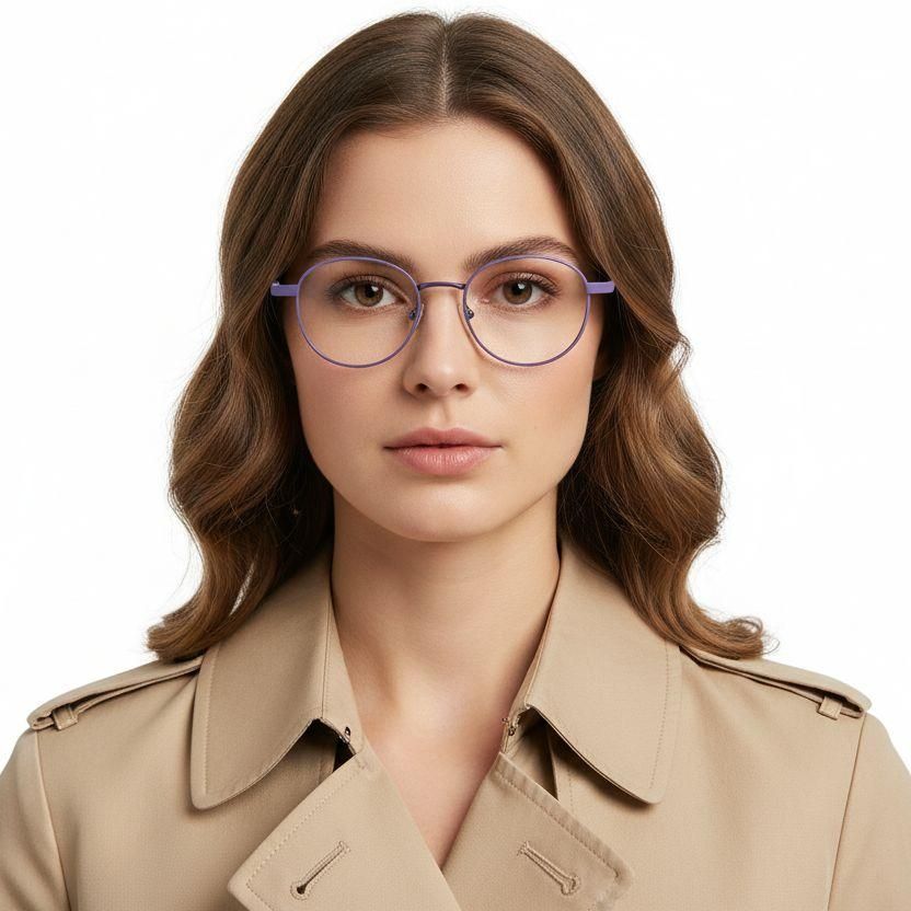 Gafas ovaladas de metal morado #BS2425-0476
