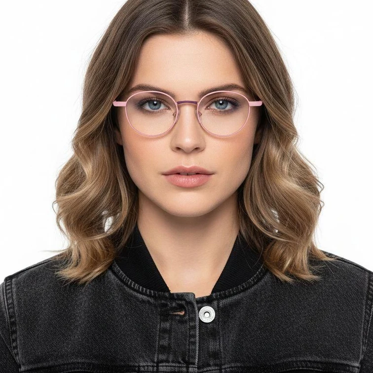 Ovale roze metalen bril #BS2425-0477