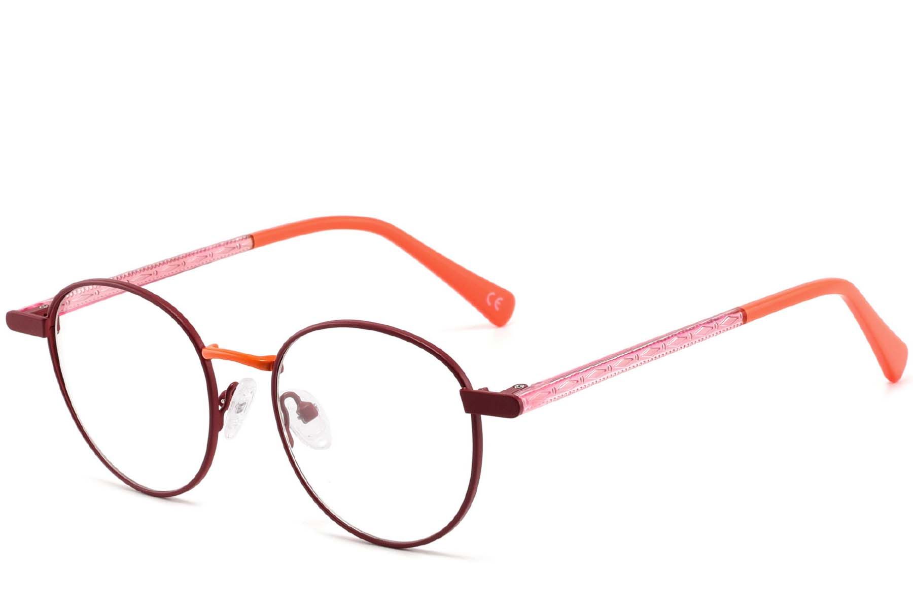 Oval Red Metal Glasses #BS2425-0478