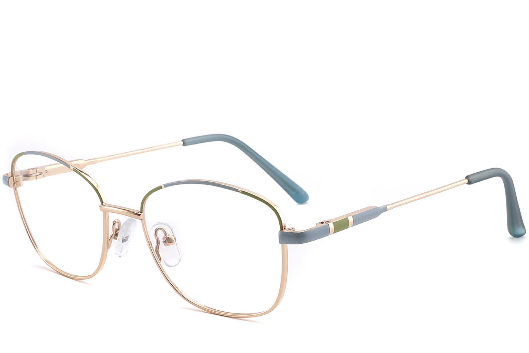 Rectangular Green Metal Glasses #BS2425-0481