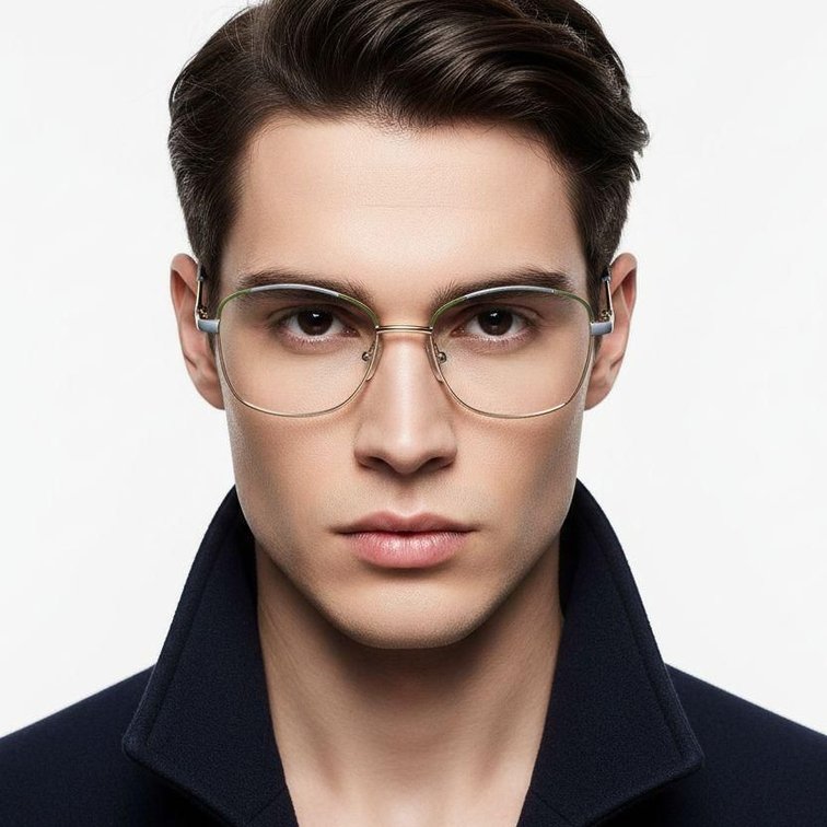 Rectangular Green Metal Glasses #BS2425-0481