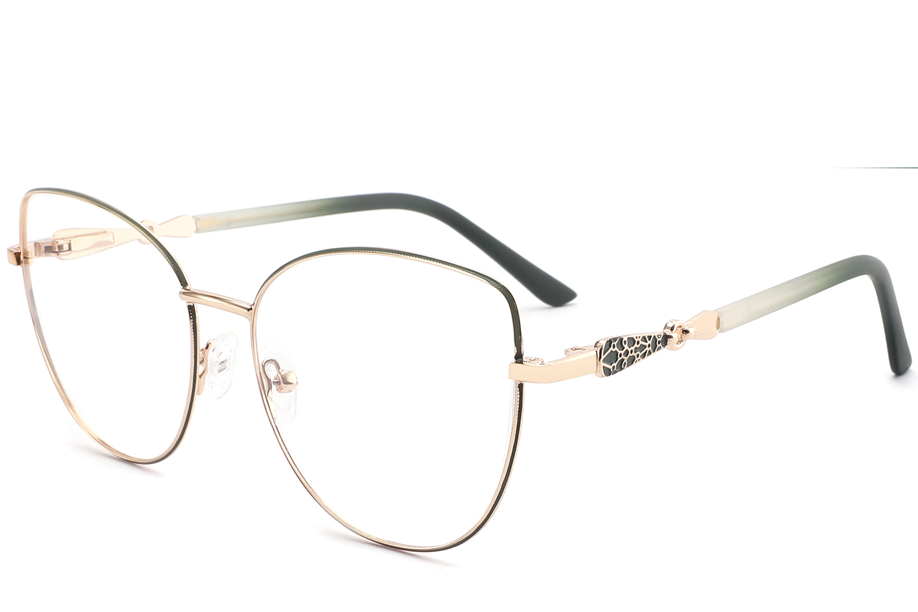 Lunettes papillon en métal vert #BS2425-0516