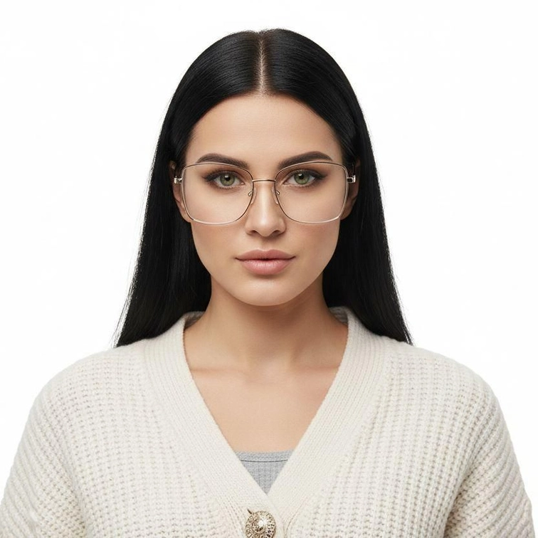 Rectangular Red Metal Glasses #BS2425-0518