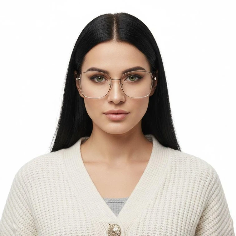 Rectangular Red Metal Glasses #BS2425-0518