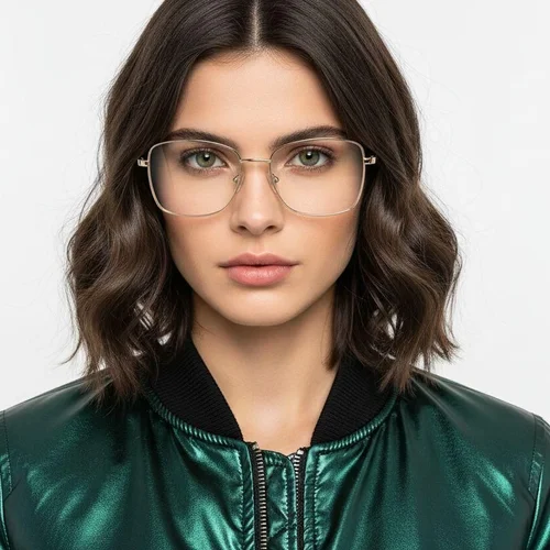 Lunettes rectangulaires en métal gris #BS2425-0519