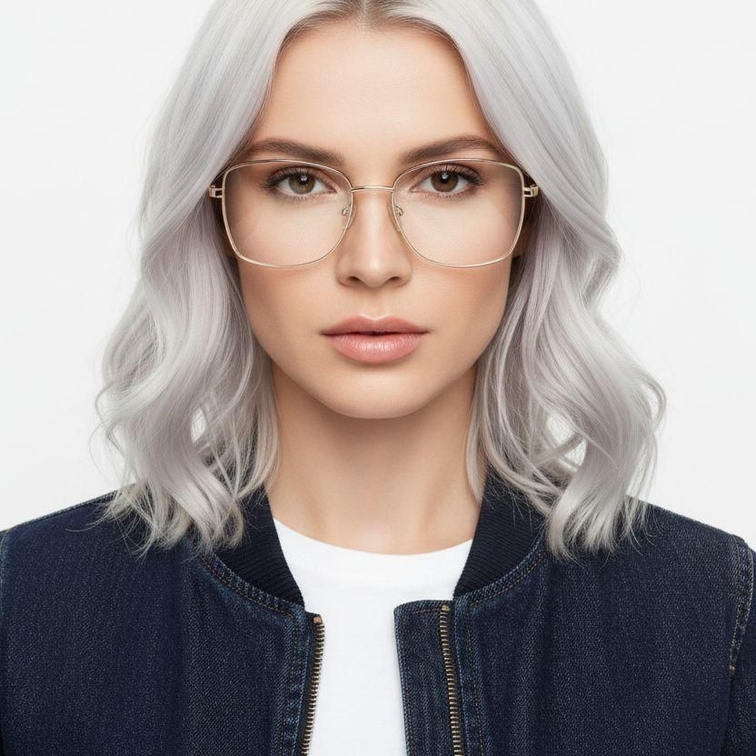 Rectangular Purple Metal Glasses #BS2425-0521