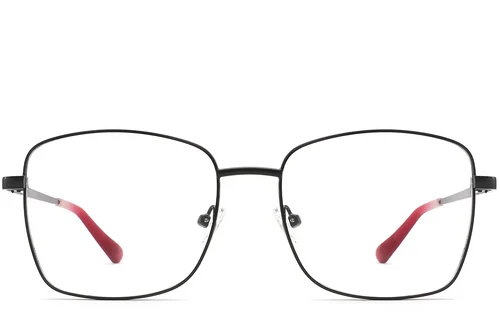 Lunettes rectangulaires en métal noir #BS2425-0523