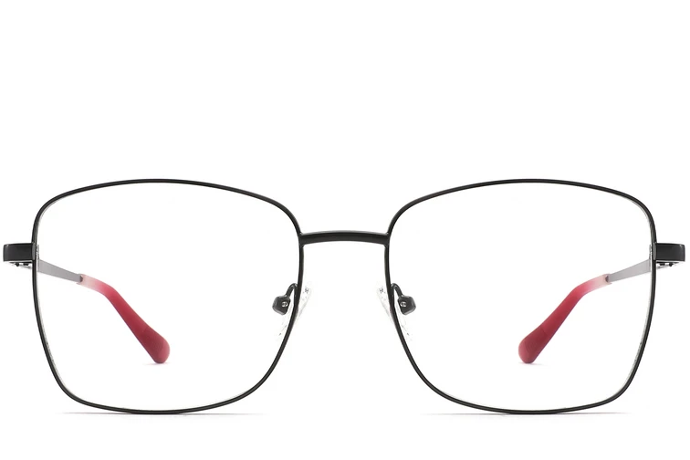 Rechteckige schwarze Metallbrille #BS2425-0523