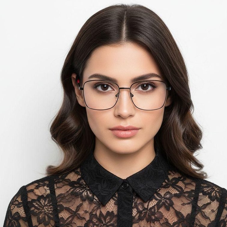 Gafas rectangulares de metal negro #BS2425-0523