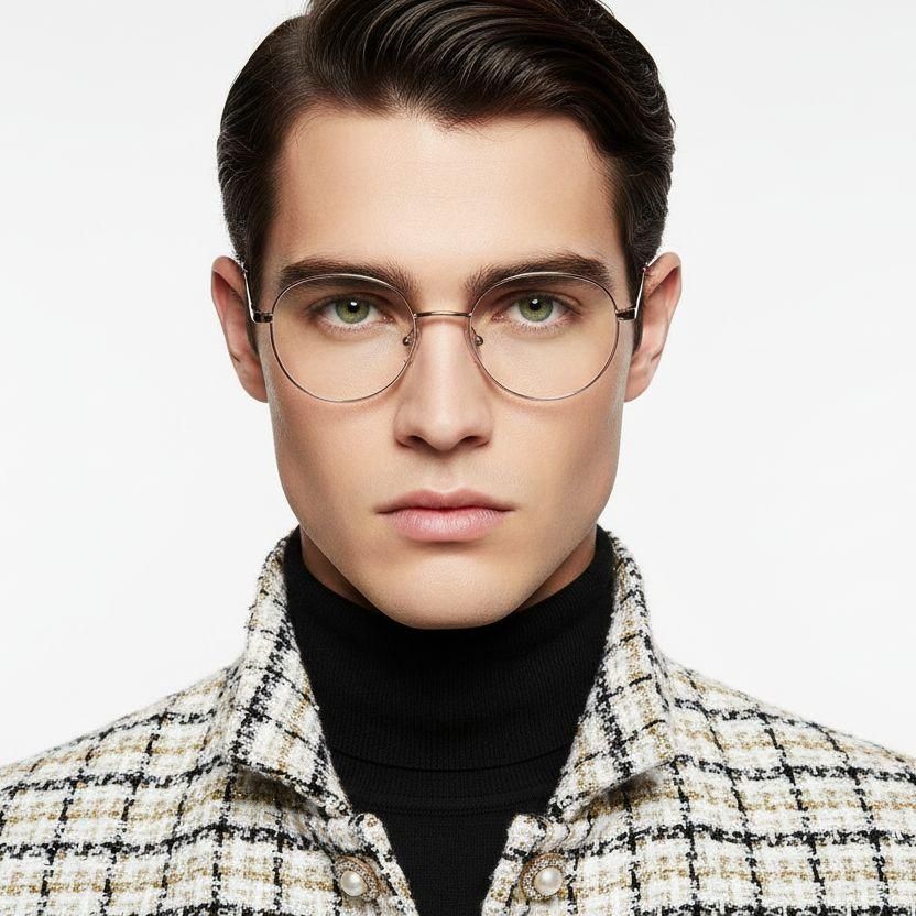 Oval Red Metal Glasses #BS2425-0524