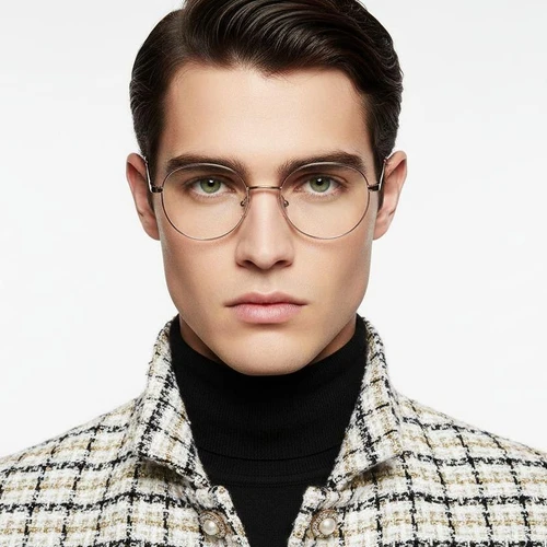 Oval Red Metal Glasses #BS2425-0524