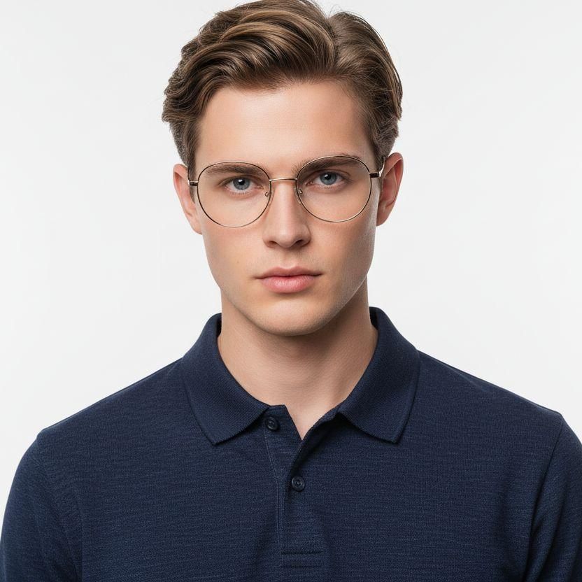 Oval Golden Metal Glasses #BS2425-0526