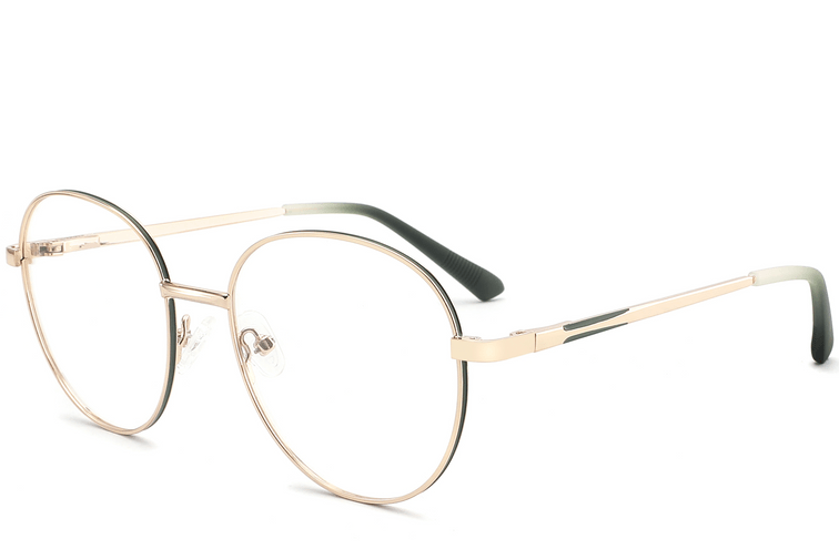 Oval Green Metal Glasses #BS2425-0528