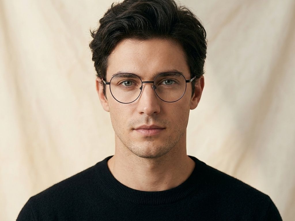 Lunettes ovales en métal noir #BS2425-0529