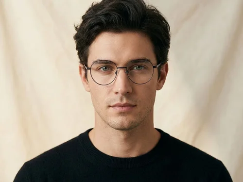 Lunettes ovales en métal noir #BS2425-0529