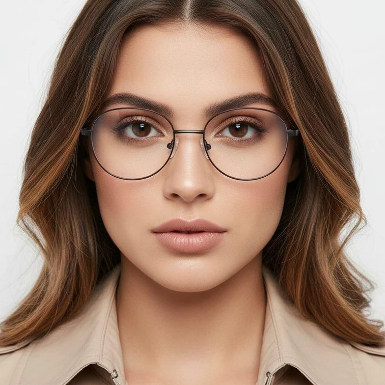 Gafas ovaladas de metal negro #BS2425-0529