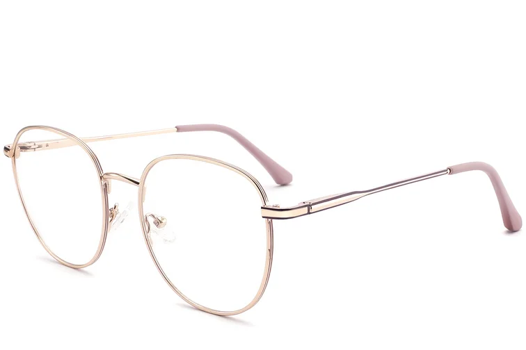 Oval Pink Metal Glasses #BS2425-0530