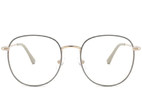Lunettes ovales en métal gris #BS2425-0531