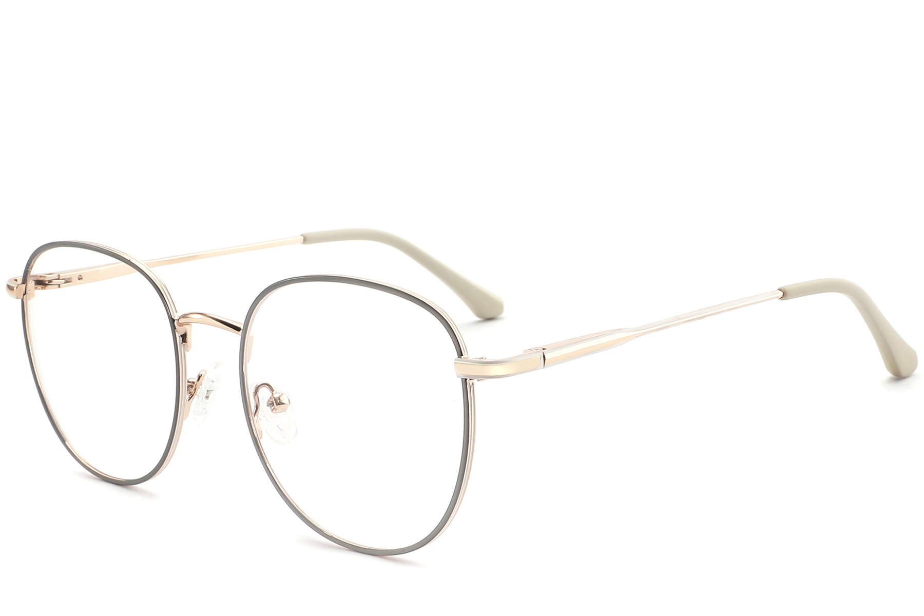 Oval Gray Metal Glasses #BS2425-0531