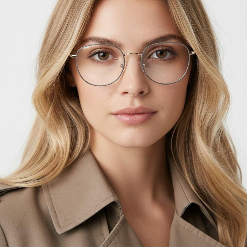 Oval Gray Metal Glasses #BS2425-0531