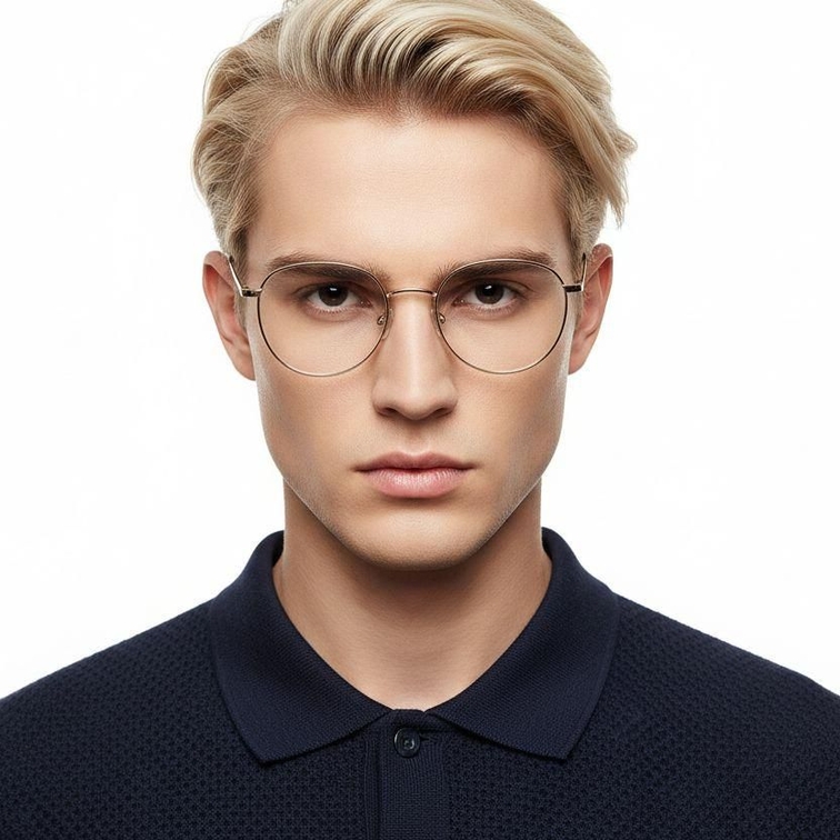Oval Blue Metal Glasses #BS2425-0532