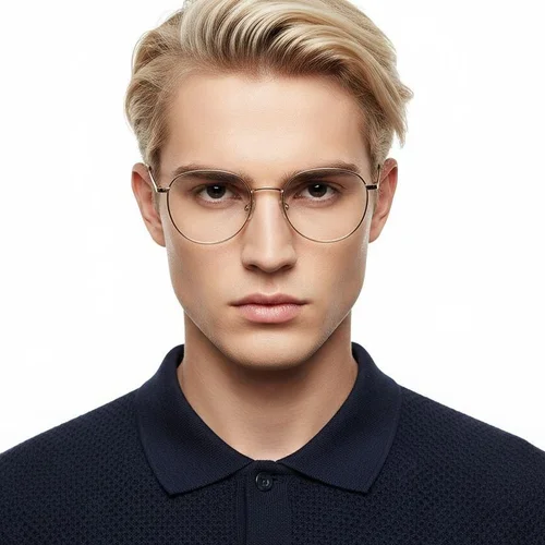 Lunettes ovales en métal bleu #BS2425-0532