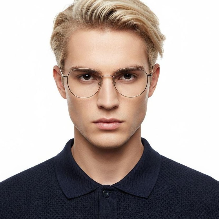 Lunettes ovales en métal bleu #BS2425-0532