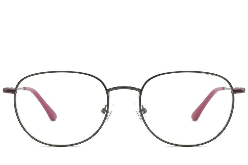 Oval Red Metal Glasses #BS2425-0535