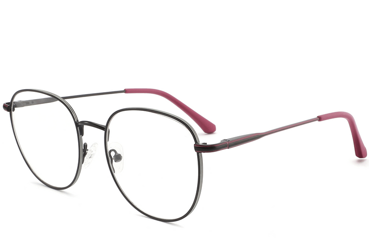 Oval Red Metal Glasses #BS2425-0535