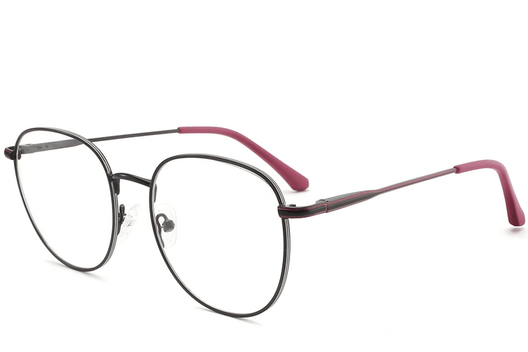 Oval Red Metal Glasses #BS2425-0535