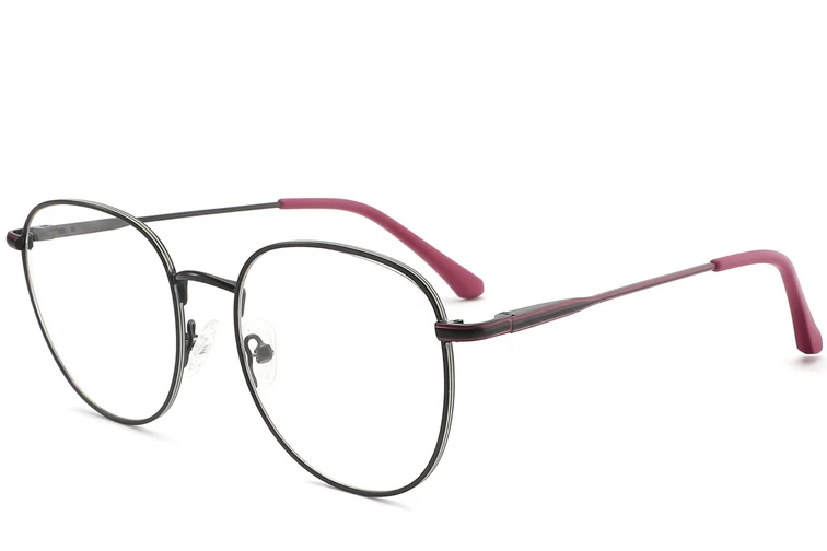 Oval Red Metal Glasses #BS2425-0535