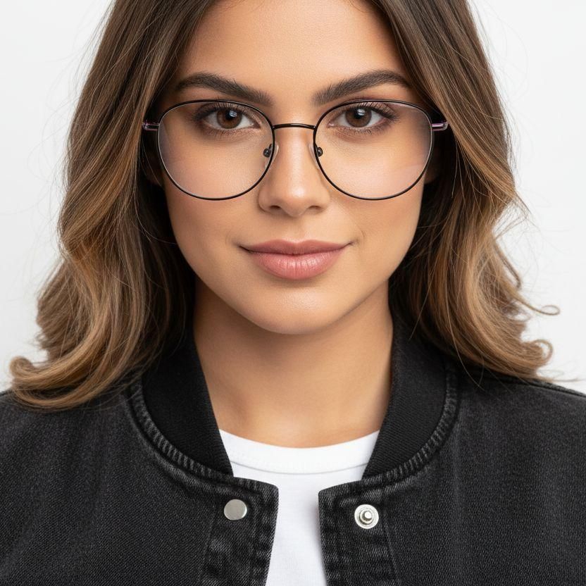 Oval Red Metal Glasses #BS2425-0535