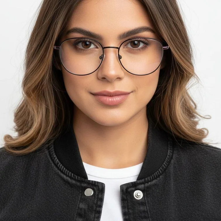 Oval Red Metal Glasses #BS2425-0535