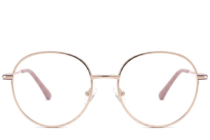 Oval Pink Metal Glasses #BS2425-0536