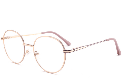 Oval Pink Metal Glasses #BS2425-0536