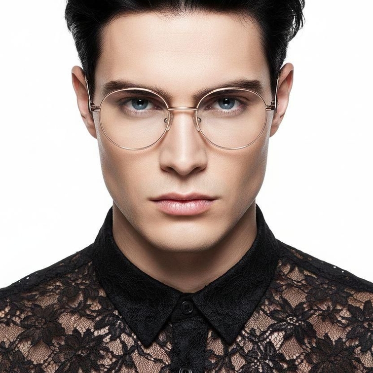 Oval Pink Metal Glasses #BS2425-0536