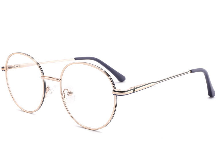 Oval Blue Metal Glasses #BS2425-0538