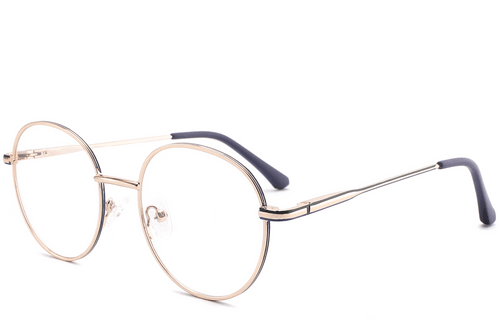 Lunettes ovales en métal bleu #BS2425-0538