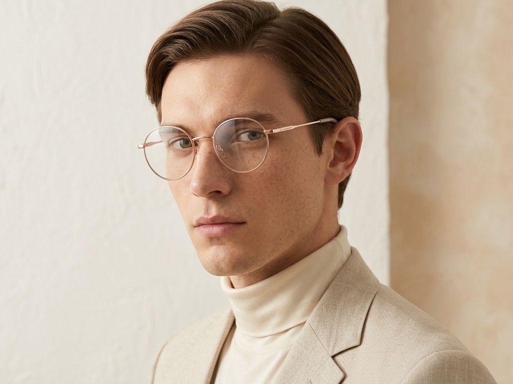 Oval Brown Metal Glasses #BS2425-0539