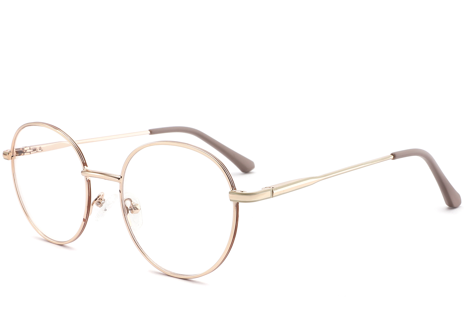 Oval Brown Metal Glasses #BS2425-0539